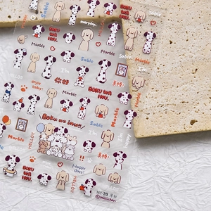 Cute cartoon dog stickers with dalmatian and puppy motifs on thin durable sheets