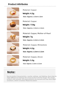 Detailed chart showing size and specifications of geometric brushed texture rings