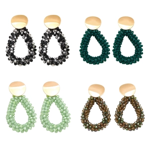 Handgemaakte Geweven Kralen Druppeloorbellen Boheems Vintage Holle Peervorm Hanger Sieraden Voor Dames Koperen Oorknopjes