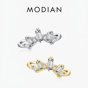Anello Corona Argento Sterling 925 Zirconia Cubica Baguette Gioielli Eleganti Da Donna Regalo Anniversario Delicato
