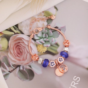 Rose Gold Plated Beaded Charm Bracelet Alloy Crystal Glass Owl Heart Dreamcatcher DIY Jewelry For Women