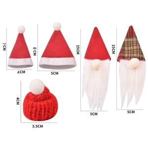 Mini Christmas gnome hats and woolen caps in various sizes for bottle decoration