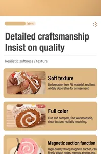 Detailed view of PU faux cake rolls featuring soft texture and strong magnetic suction