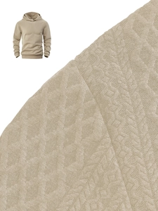 Detaillierte Nahaufnahme des warmen khakifarbenen Jacquard-Strickstoffs mit Premium-Textur