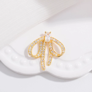 Pendentif nœud élégant en argent S925 doré avec zircons pour la création de bijoux