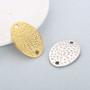 Pendentifs ovales en acier inoxydable doré et argenté avec double trou pour bijoux DIY