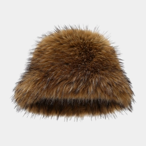 Chapeau bob en fausse fourrure marron foncé pour femme avec peluche épaisse d'hiver