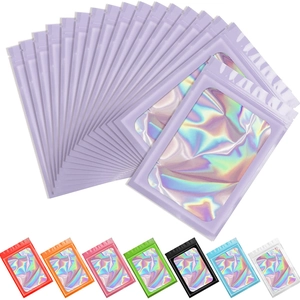 Holographic window zip lock bags for jewelry in multiple colors with white background