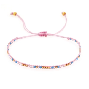 Bracciale dell'amicizia boho fatto a mano con perline colorate e nodo scorsoio regolabile