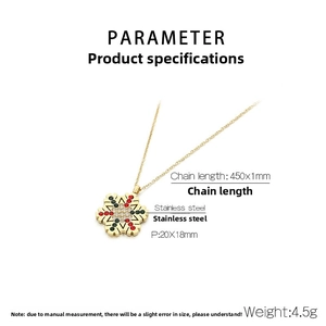 Detailed parameter view of stainless steel snowflake pendant with colorful rhinestones