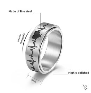 Détail macro de bague rotative de 8mm en acier inoxydable au motif battement