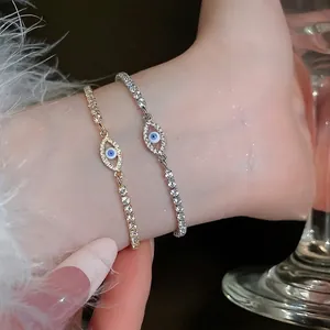 Evil Eye Bracelet For Women Copper Cubic Zirconia Sparkling Adjustable Slider Chain Bangle Bohemia Light Luxury Jewelry