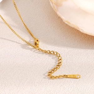 18K gold plated stainless steel teardrop necklace with lobster clasp and shell accent