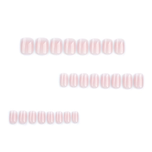 Short square light pink ombre press-on nails with 24 pieces in a translucent jelly finish