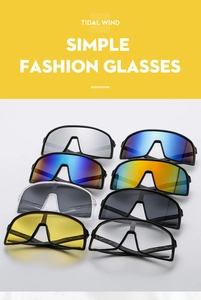 Detailed grid showing oversized cycling sunglasses in various lens colors and finishes