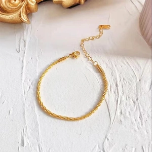 Minimalist Stainless Steel Bracelet Necklace For Women 18K Gold Plated Twisted Gypsophila Caterpillar Chain Adjustable Jewelry Accessories