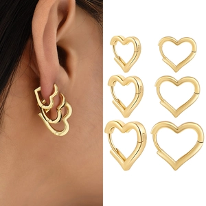 Geometric Gold Copper Hoop Earrings Heart Star U-Shape Twisted Minimalist Stackable Jewelry For Women