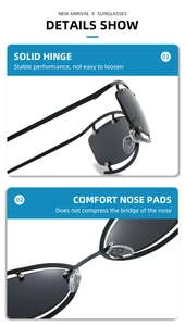 Detail of solid metal hinges and comfortable nose pads on black Y2K oval sunglasses