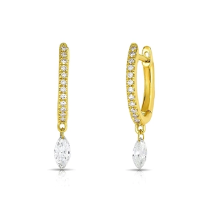 Marquise Cut Zircon Dangle Huggie Hoop Earrings With 925 Sterling Silver Earring Post Copper Minimalist Fashion Jewelry Women