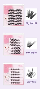 Self-adhesive false eyelashes set with Fox and Lazy Trilogy styles in pink cases