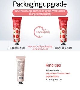 Detail van de SADOER grapefruit handcrème verpakkingsupdate en de lijst met ingrediënten