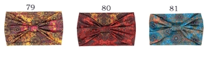 Three wide bohemian headbands featuring mandala patterns with numbered style labels 79 to 81