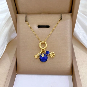 Astronaut Rocket Planet Space Theme Pendant Necklace Gold Plated Stainless Steel Chain Copper Enamel CZ For Women