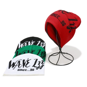 Winter knitted beanie featuring wave jacquard letter pattern in various trendy colors