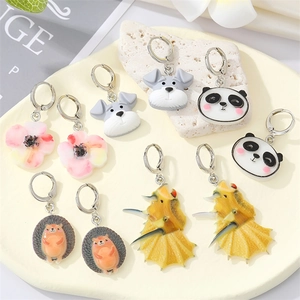 Cartoon Animal Acrylic Earrings Funny Panda Dog Ghost Flower Shaped Creative Jewelry For Halloween Party Women
