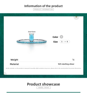 Detail specifications of S925 sterling silver crown ring with 3x5mm turquoise stone