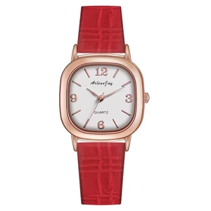 Women Quartz Watch Square Alloy Case PU Leather Strap Casual Fashion Rose Gold Rectangular Dial Simple Analog