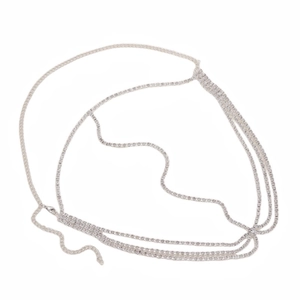 Detailed close-up of intricate silver rhinestone multi-layered fringe headband accessory
