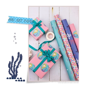Gros plan sur papier cadeau sirène 80g avec motifs Princess of the Sea détaillés