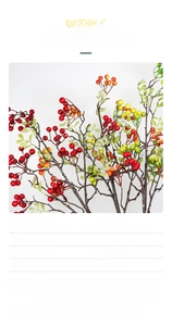 Close-up of red and yellow artificial berry stems for decorative wedding table arrangements