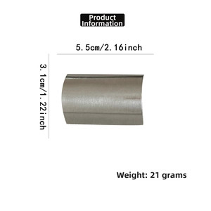Detailed view showing dimensions of the brushed metal hair clip, 5.5cm width and 3.1cm height