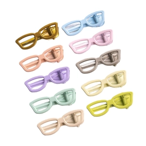 Sunglasses shaped hair clips in various macaron and metallic colors set of ten pieces