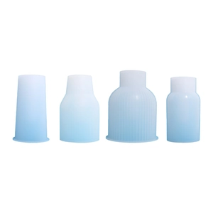Set of four translucent silicone molds for DIY resin vases with vertical stripe textures