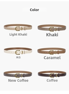 Collection of women's leather belts in six earthy colors with retro horseshoe buckles