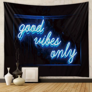 Good Vibes Only Neon Effect Wall Hanging Tapestry Polyester Aesthetic Room Decor Modern Art Backdrop