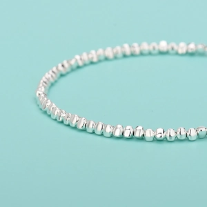 Handmade S925 sterling silver triangle beads bracelet with a shiny metallic finish