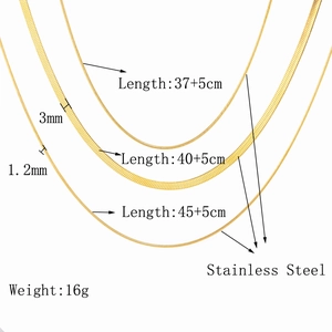 Minimalist golden stainless steel snake chain necklace available in 1.2mm and 3mm widths