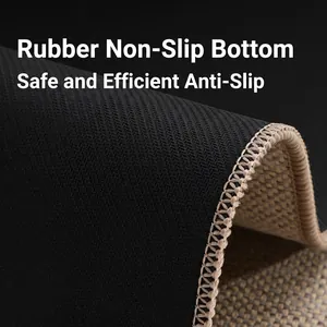 Polyester kitchen mat featuring a non-slip rubber bottom and durable stitched edges