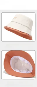 Dettaglio cappello a secchiello in cotone con fascia interna e fodera traspirante