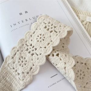 Chic hollow out cotton crochet neck scarf lace collar with floral pattern for women