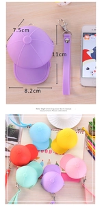 Detailed view of colorful mini baseball cap silicone coin purses with zippers and hooks