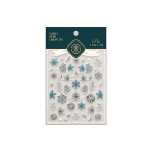 French style winter snowflake nail stickers with blue silver glitter and gems KX495