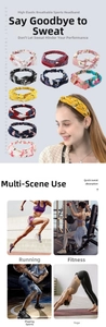 Breathable twisted yoga headband for sports featuring stylish floral and abstract patterns