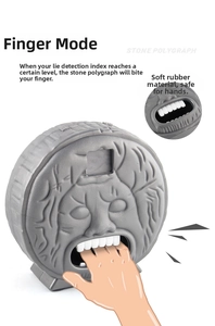 Detail of the soft rubber mouth part on the stone polygraph toy for safe finger play