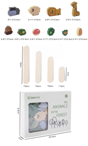 Detailed size specifications for animal wooden balancing blocks and stacking kit