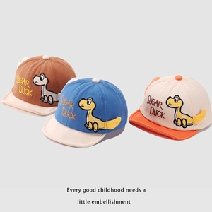 Toddler soft brim baseball hats with dinosaur embroidery and SUGAR DUCK lettering